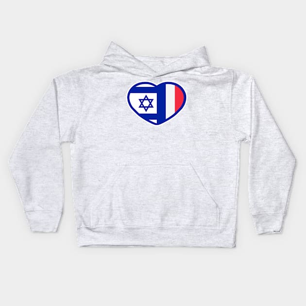 France Israel flags in hart Kids Hoodie by MeLoveIsrael